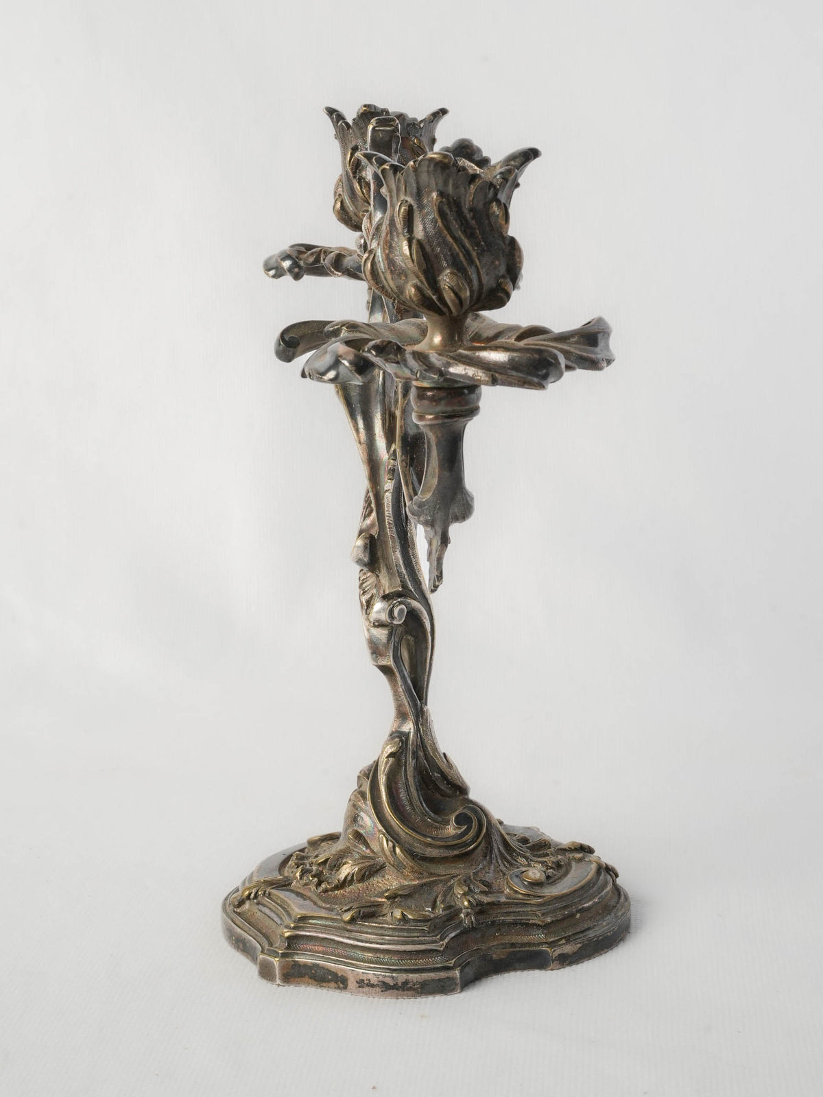 Timeworn patina brass candelabra