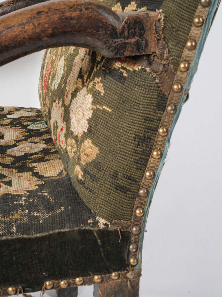 Timeworn patina French armchair