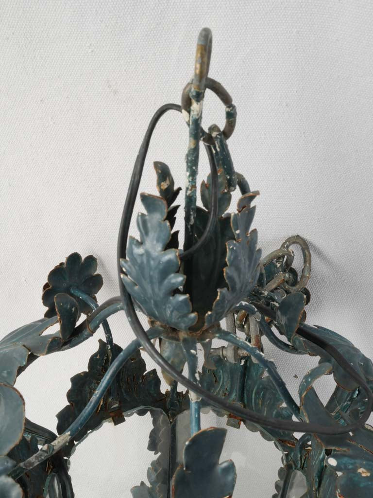 Romantic age-worn teal lantern