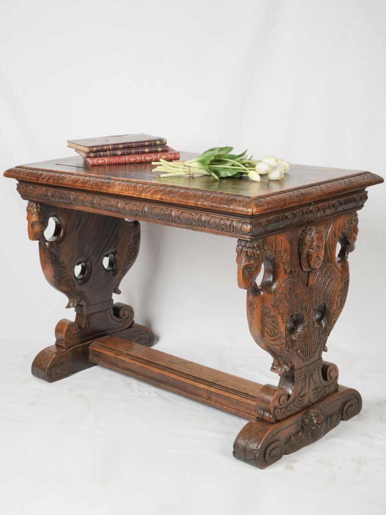 Renaissance Style 19th-Century French Walnut Console Table - 43¾\, image size:768x1024