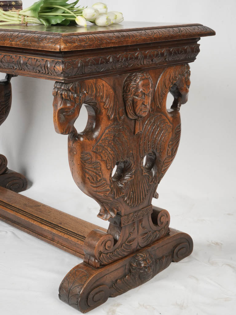 Carved leg walnut table