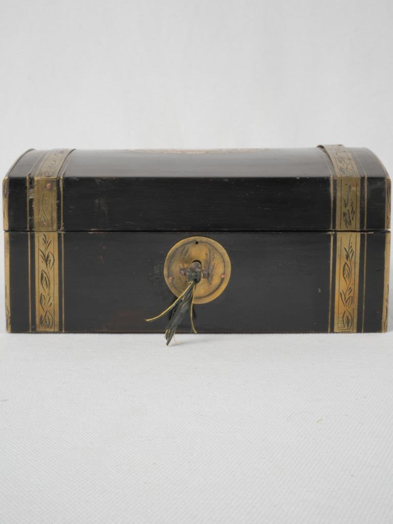 Brass-adorned 19th-century fashion storage container