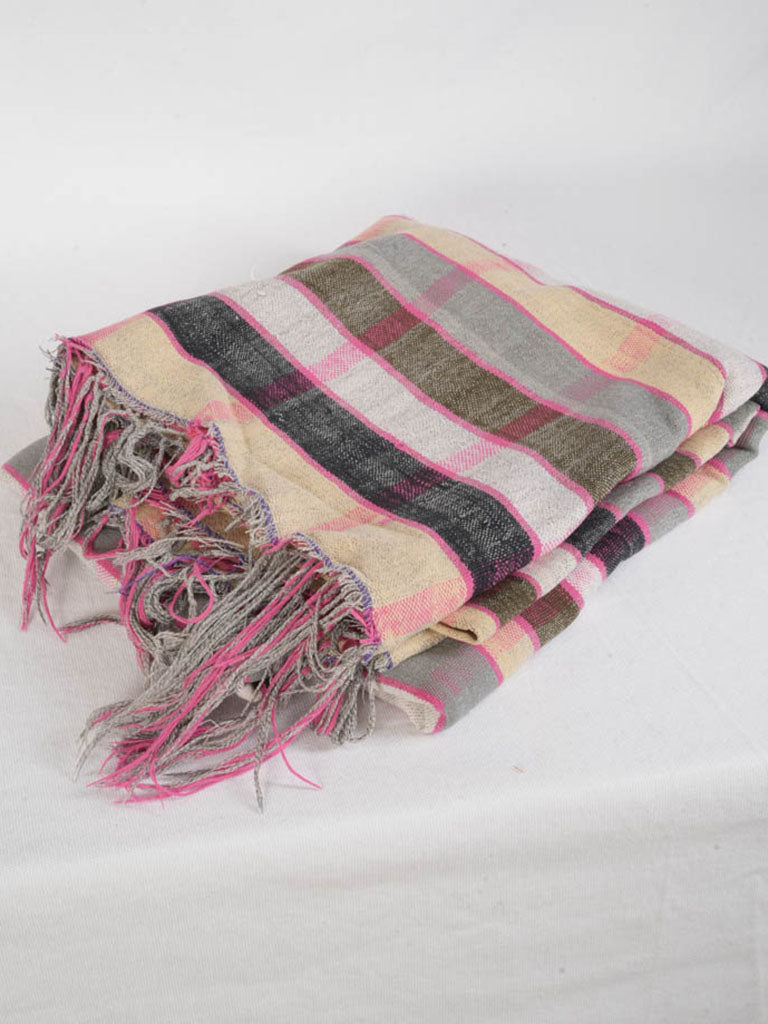 Textured wool-cotton blend throw