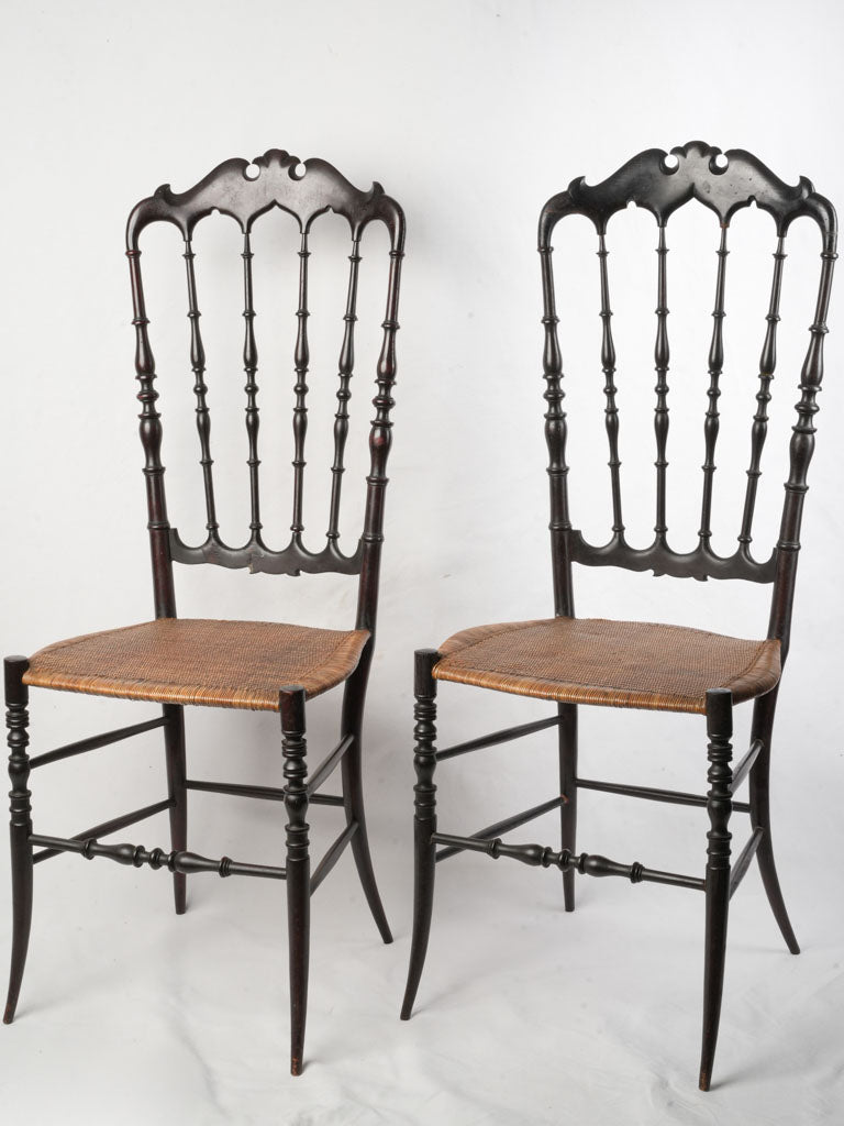 Pair of Early 20th Century Italian Chiavari Side Chairs w/ Cane Seats - 42½"
