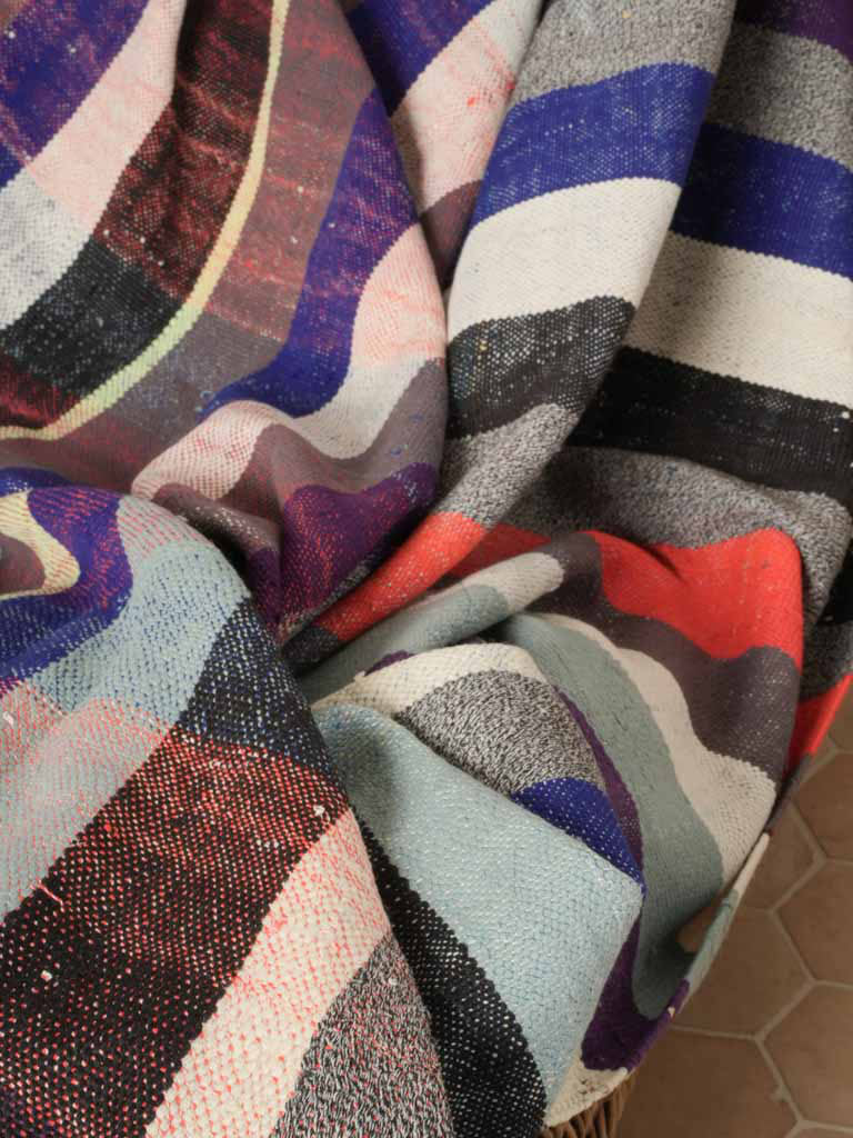 Deep blue accented wool blanket