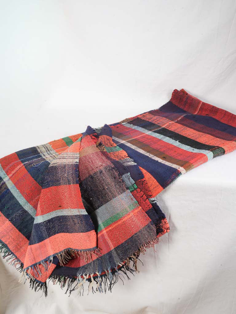 Tactile navy coral brick blanket