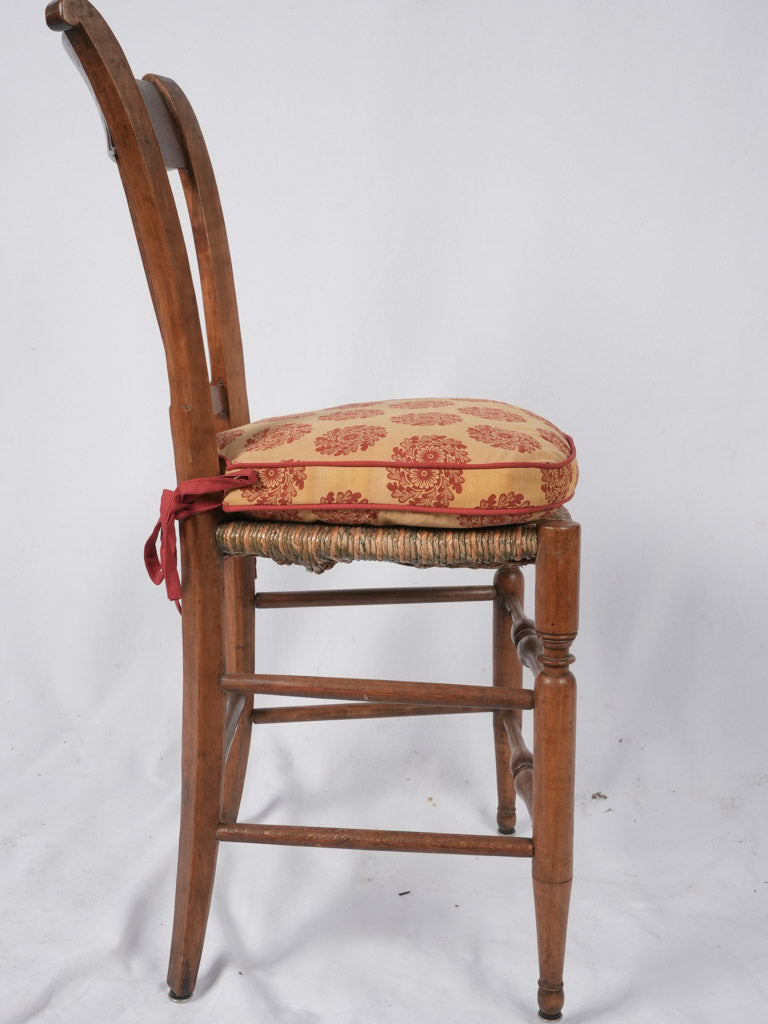 Vintage colorful rush-seated chairs