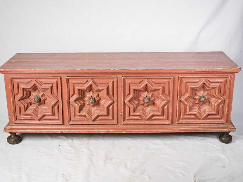 Terracotta painted fir sideboard
