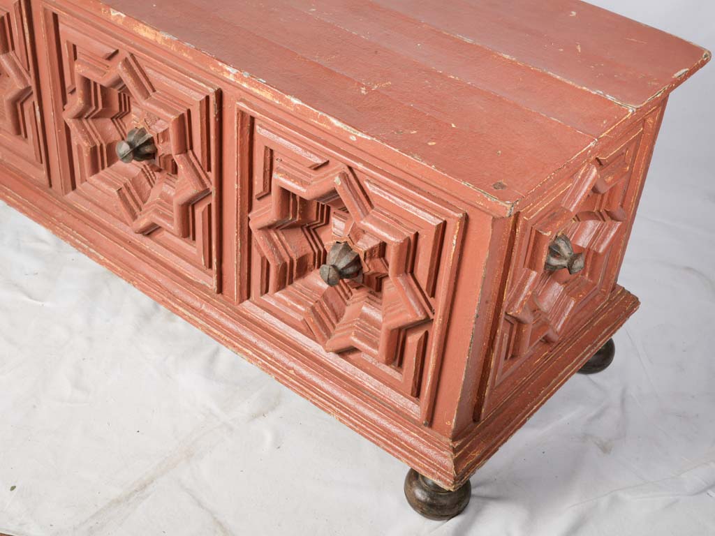 Geometric carved wooden sideboard