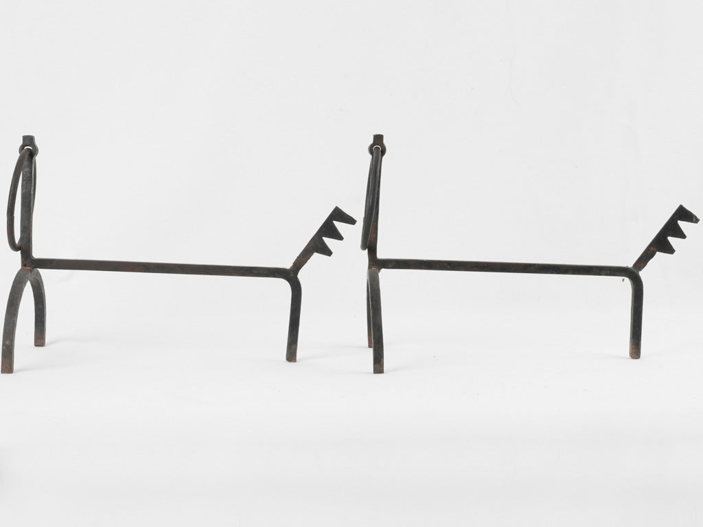 Mid century fire dogs / andirons 15¾"