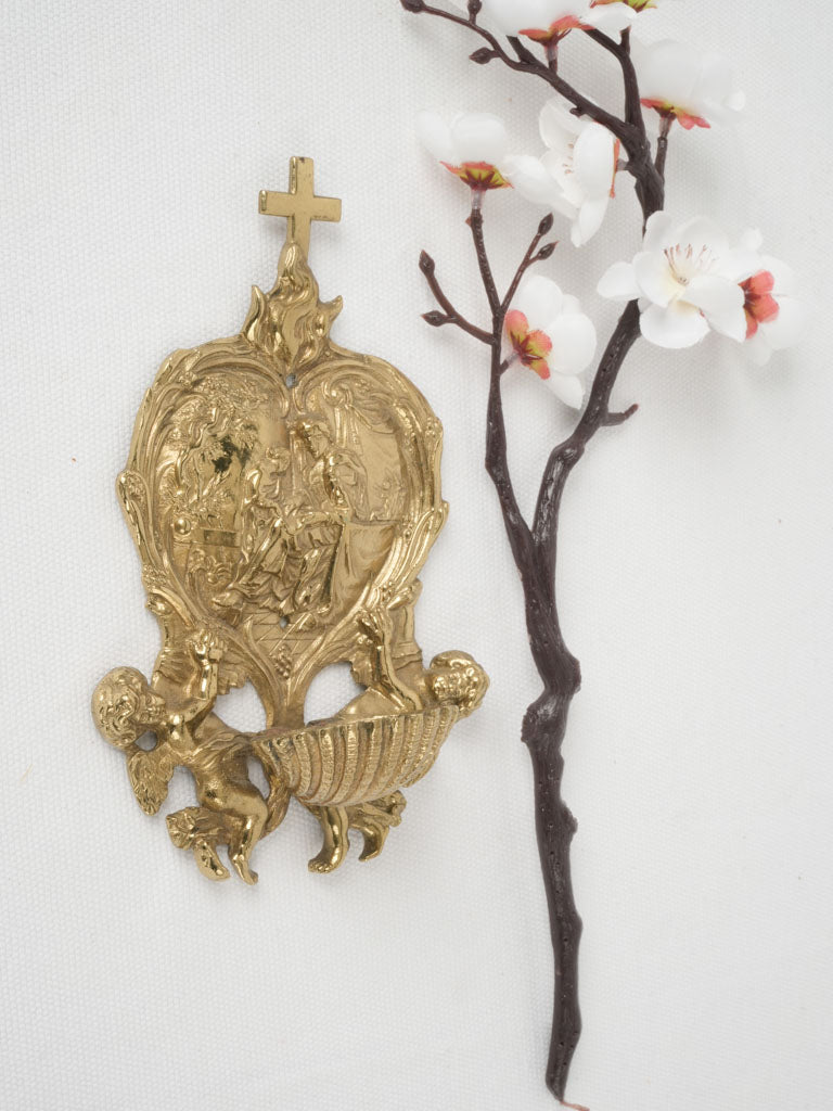 Antique French religious bronze Benitier