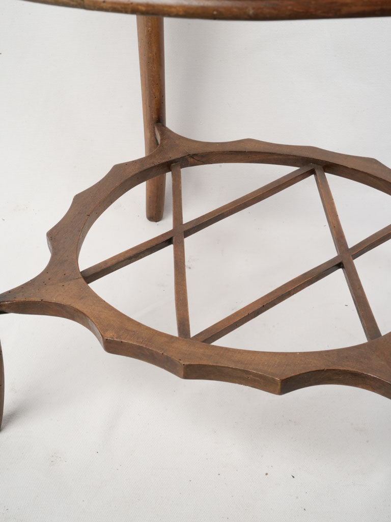 Italian Mid-20th Century Round Wooden Coffee Table w/ Glass Top - 19" x 25¼"