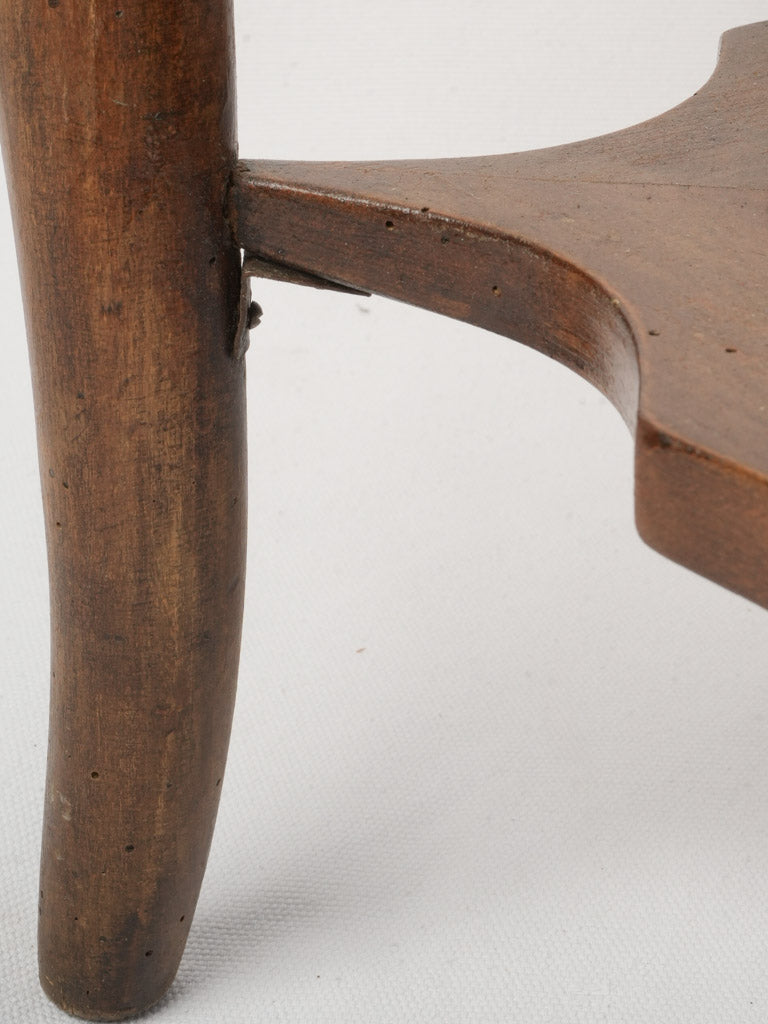 Italian Mid-20th Century Round Wooden Coffee Table w/ Glass Top - 19" x 25¼"