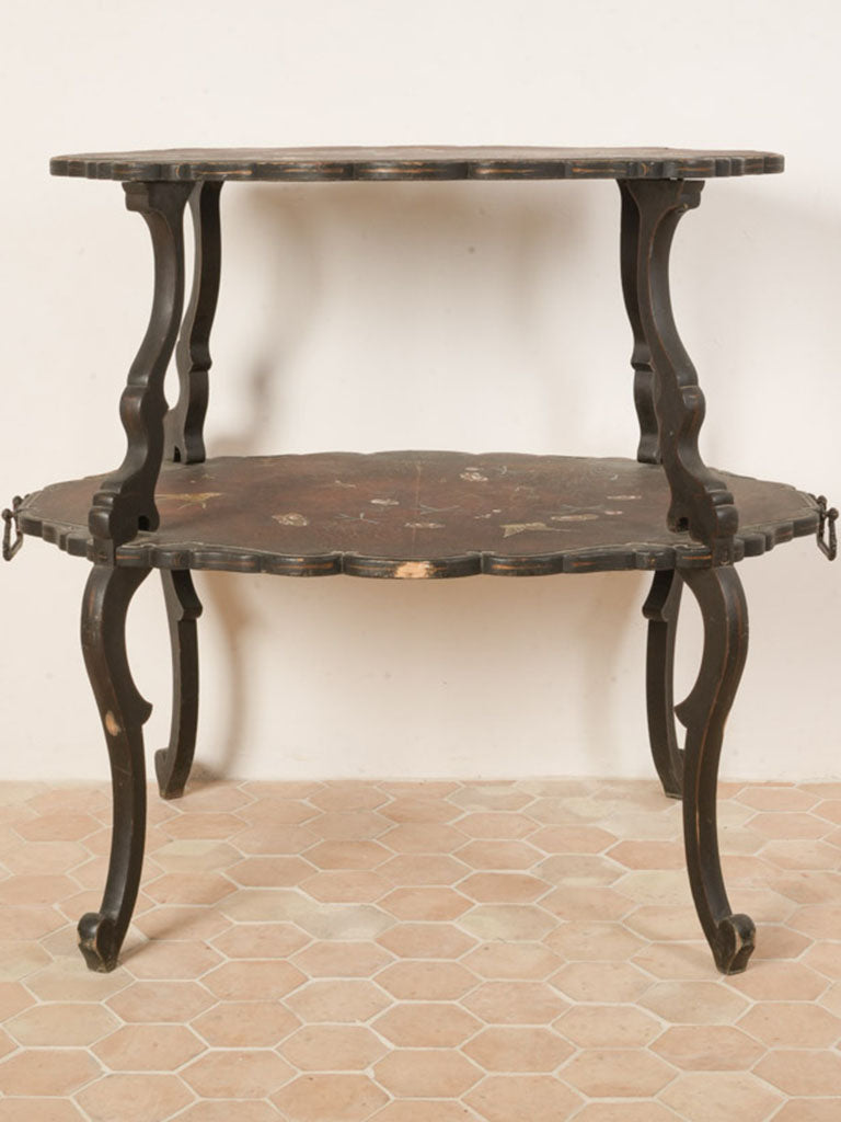 Gilt-adorned two-tier side table