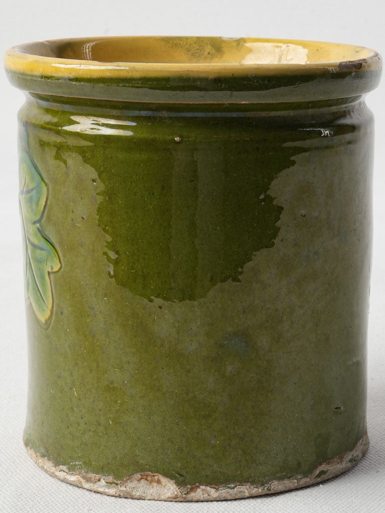 Glazed olive-toned preserve jar