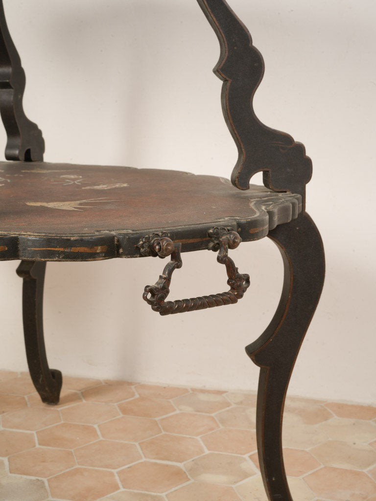 Sinuous legged black lacquer table