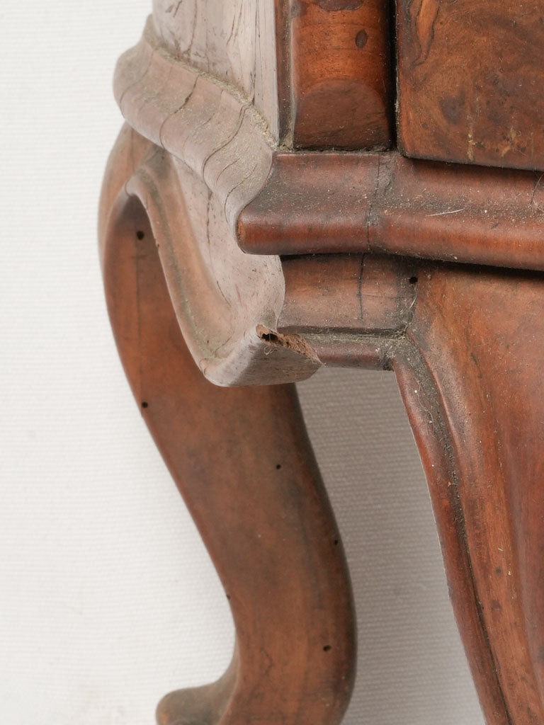 Charming Petite Antique Italian Serpentine Walnut Burl Commode - 32"