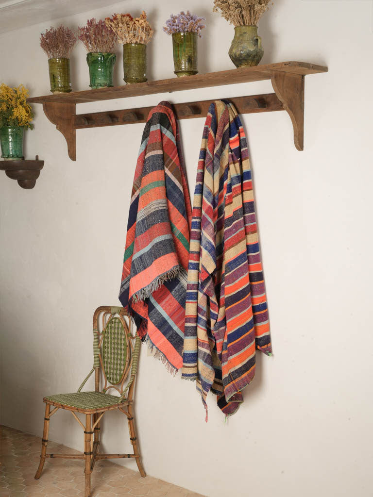 Warm honeyed wooden rack shelf