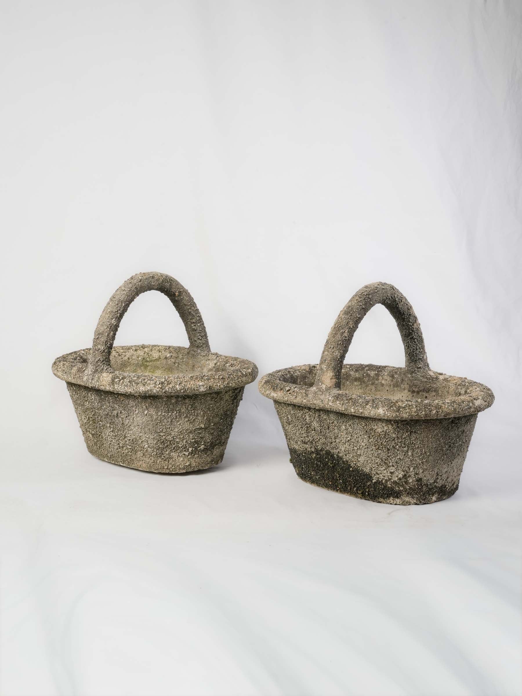 Textured stone grey outdoor planters