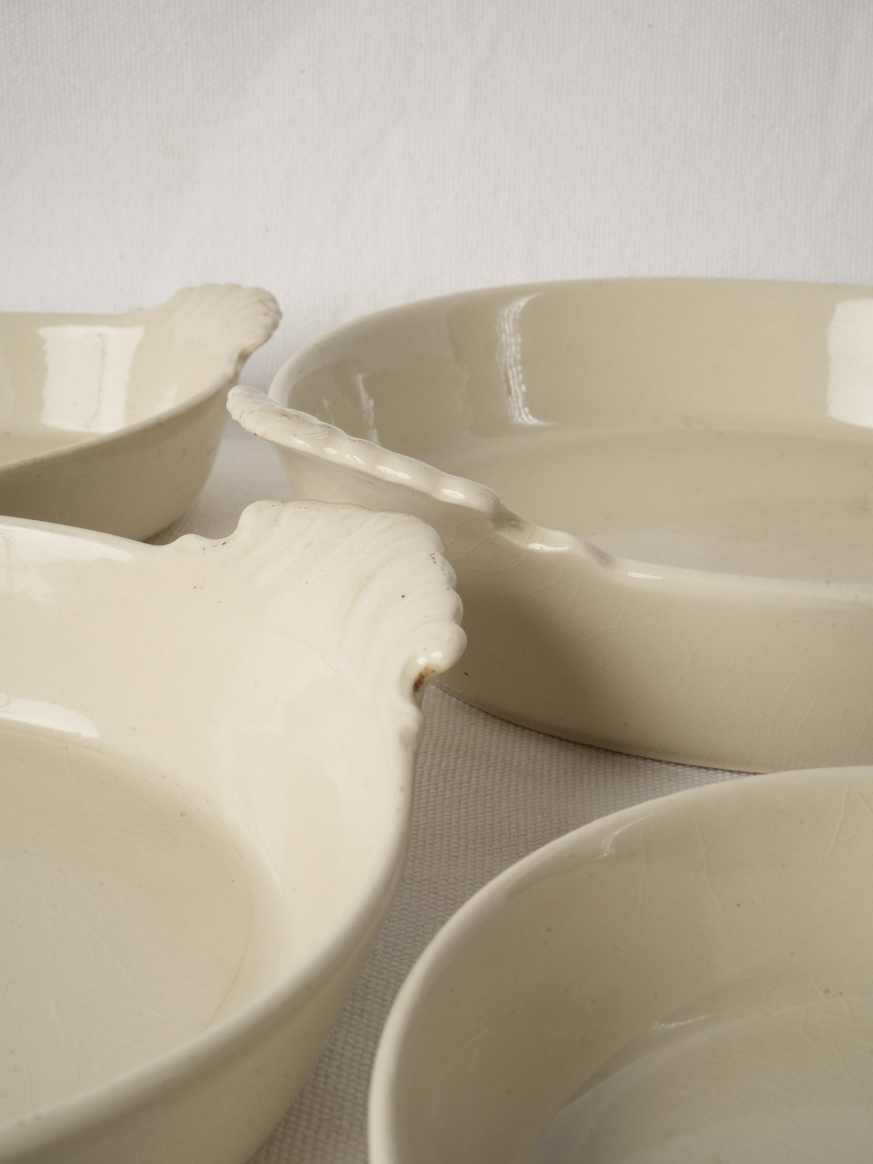 Set of Eight Antique French Porcelain Baking and Serving Dishes