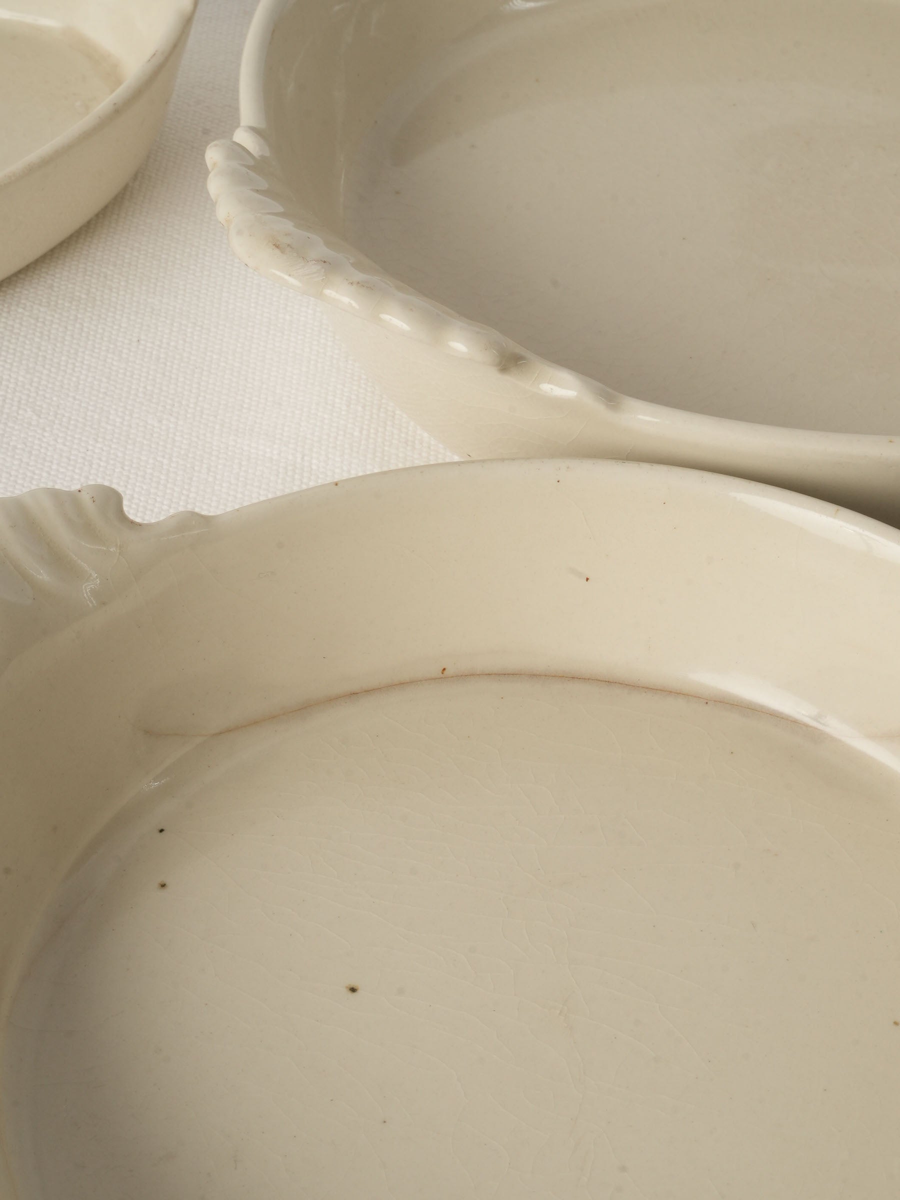 Set of Eight Antique French Porcelain Baking and Serving Dishes