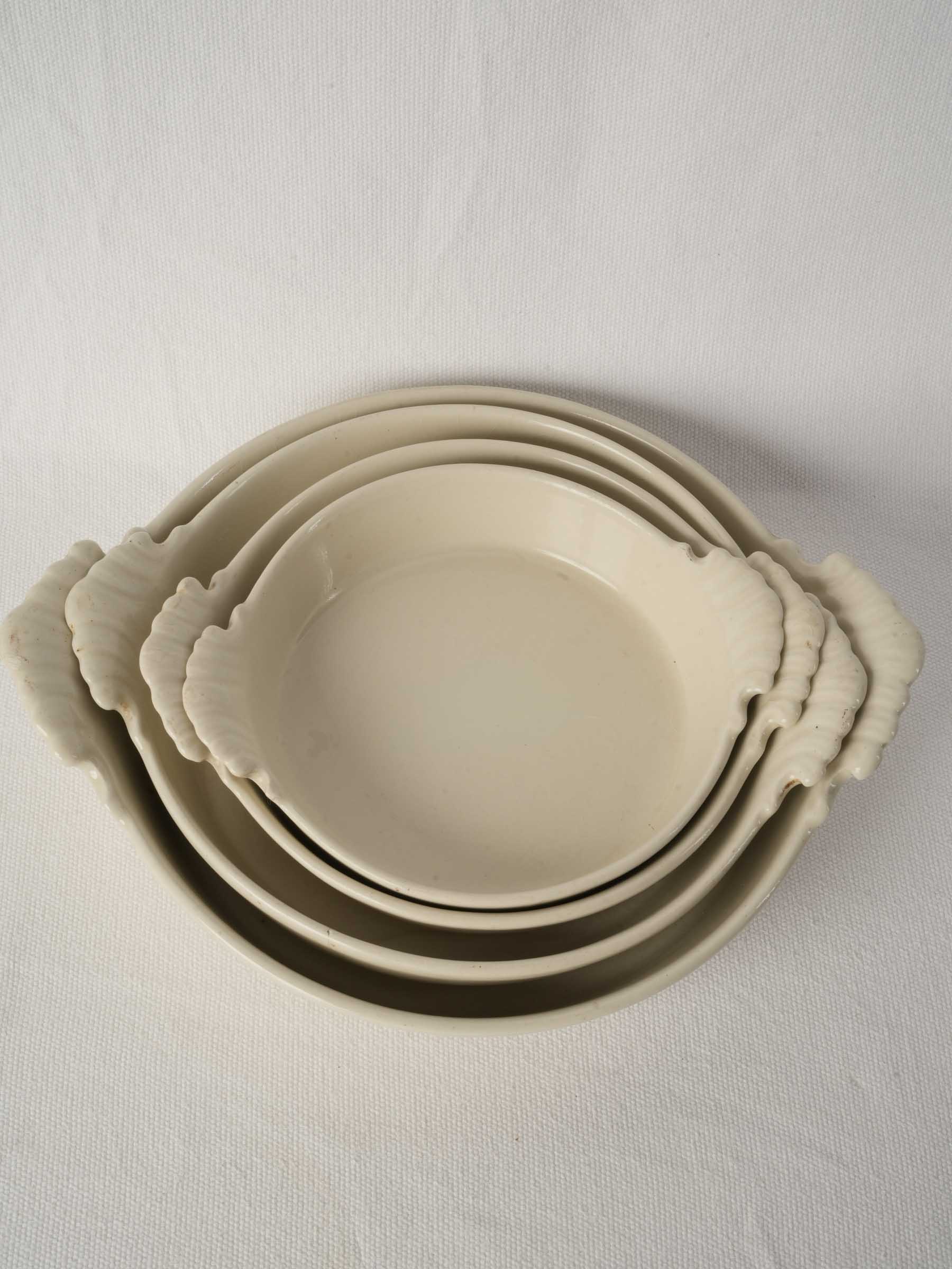 Set of Eight Antique French Porcelain Baking and Serving Dishes