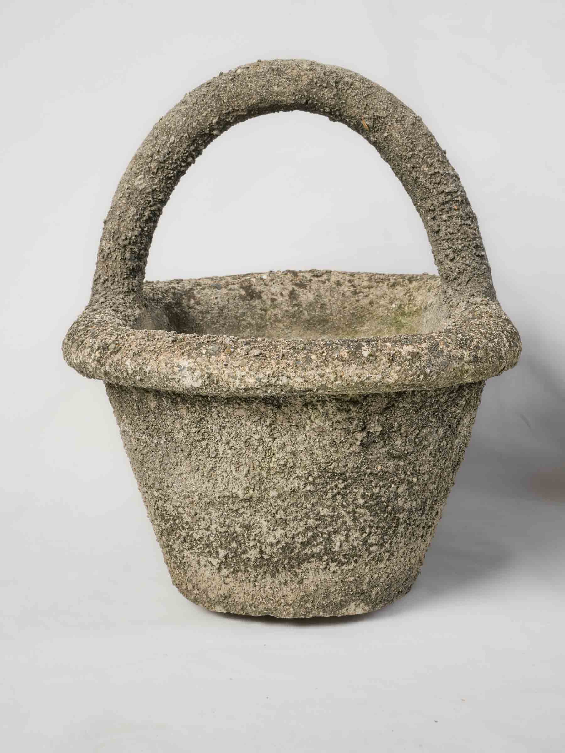 Rustic weathered handled concrete planters