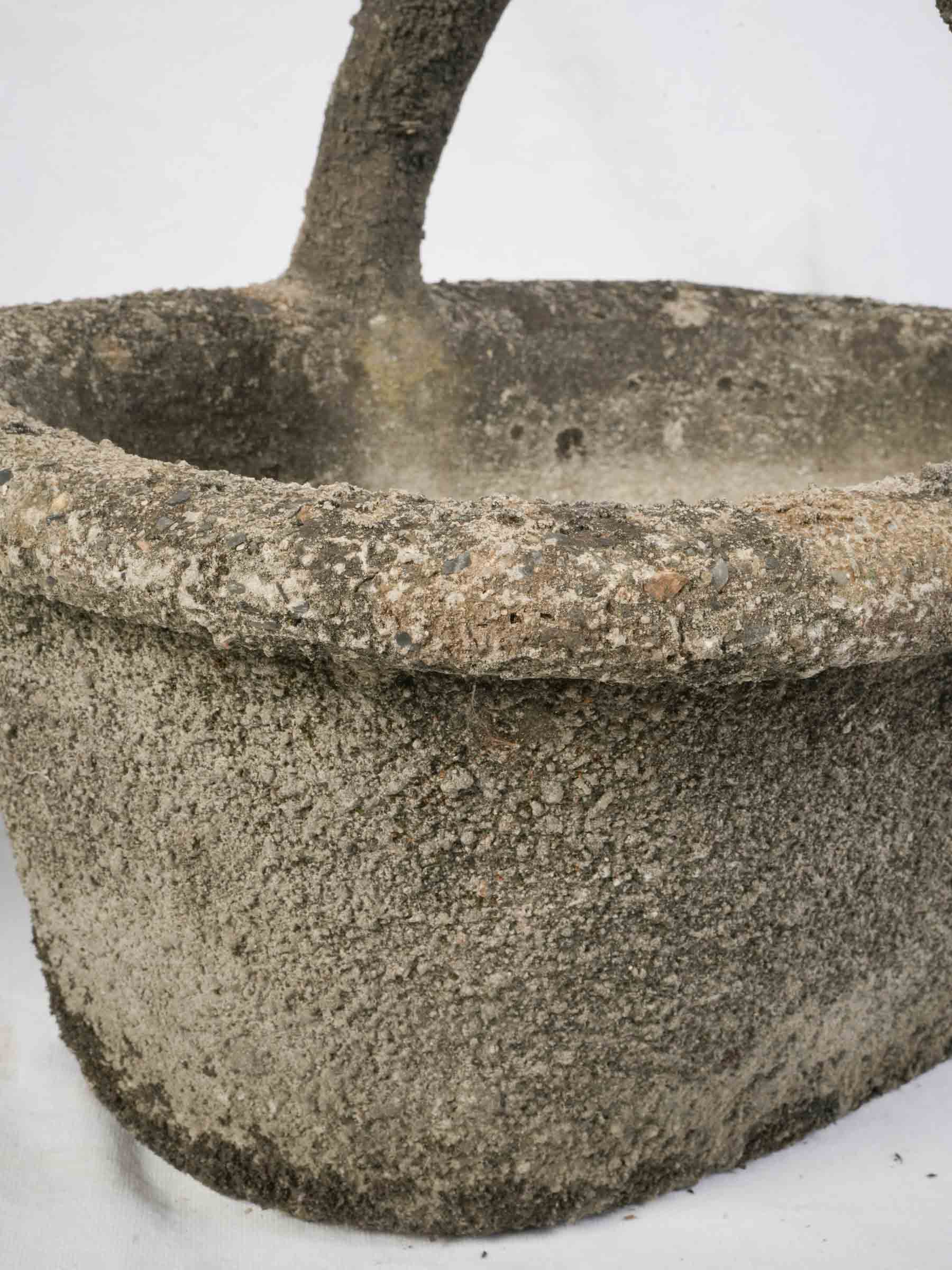 Vintage stone grey basket planters