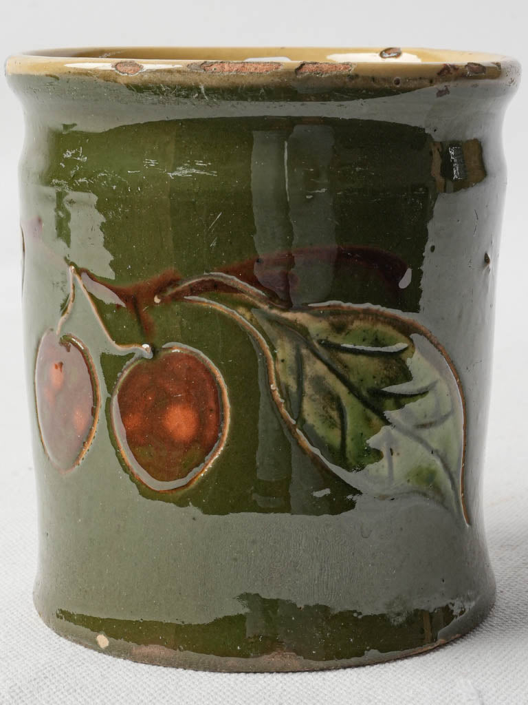 Antique rustic ceramic jam pot