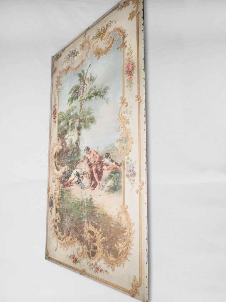 Ornate French romantic garden scene painting