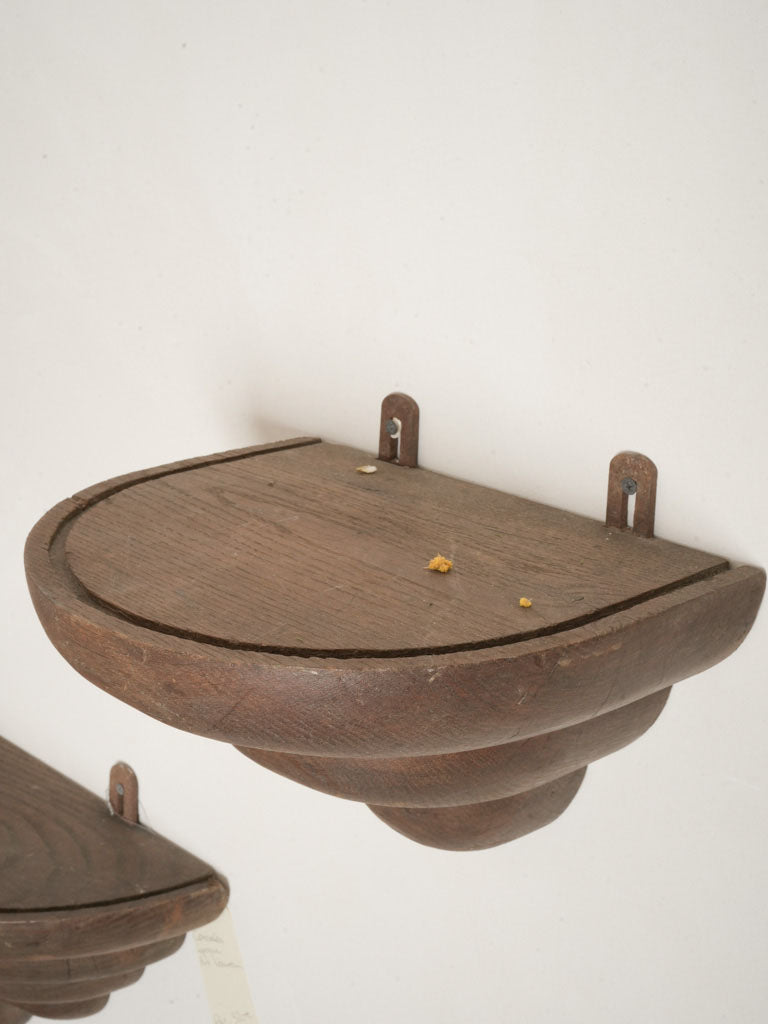 Geometric natural wood shelf accents