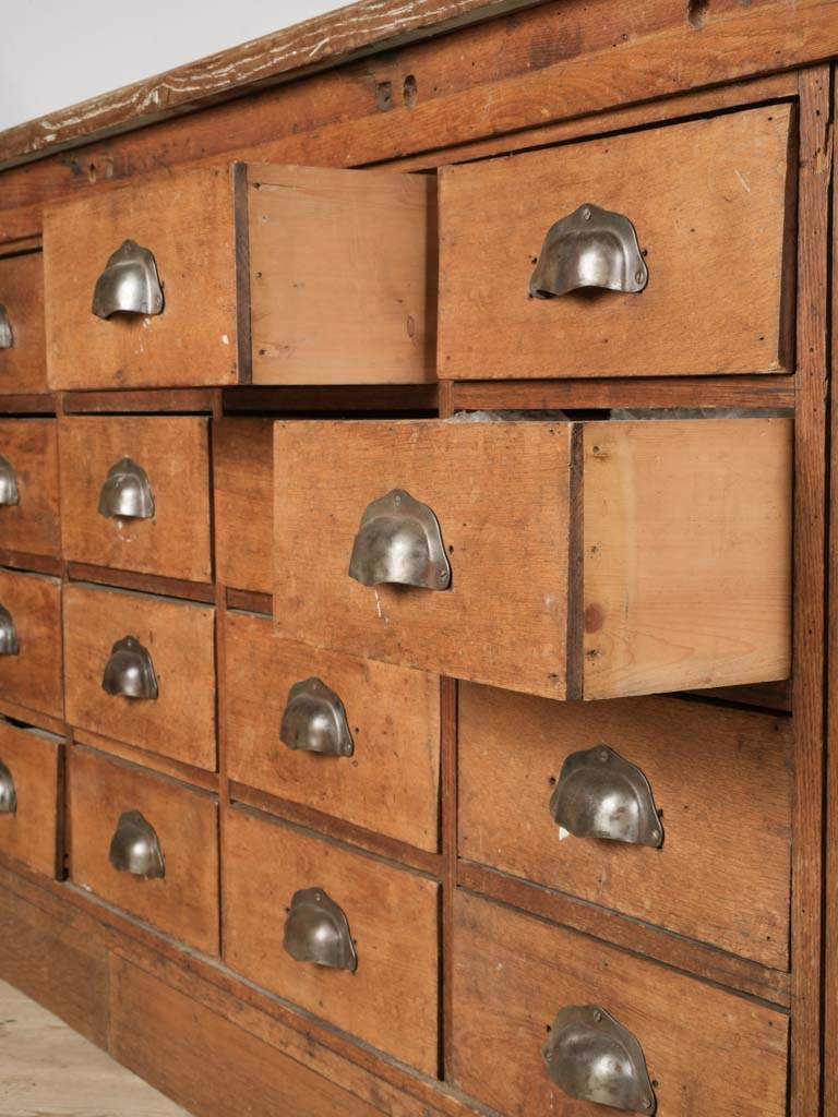 1930s French Oak Shop Drawer Cabinet - 56"