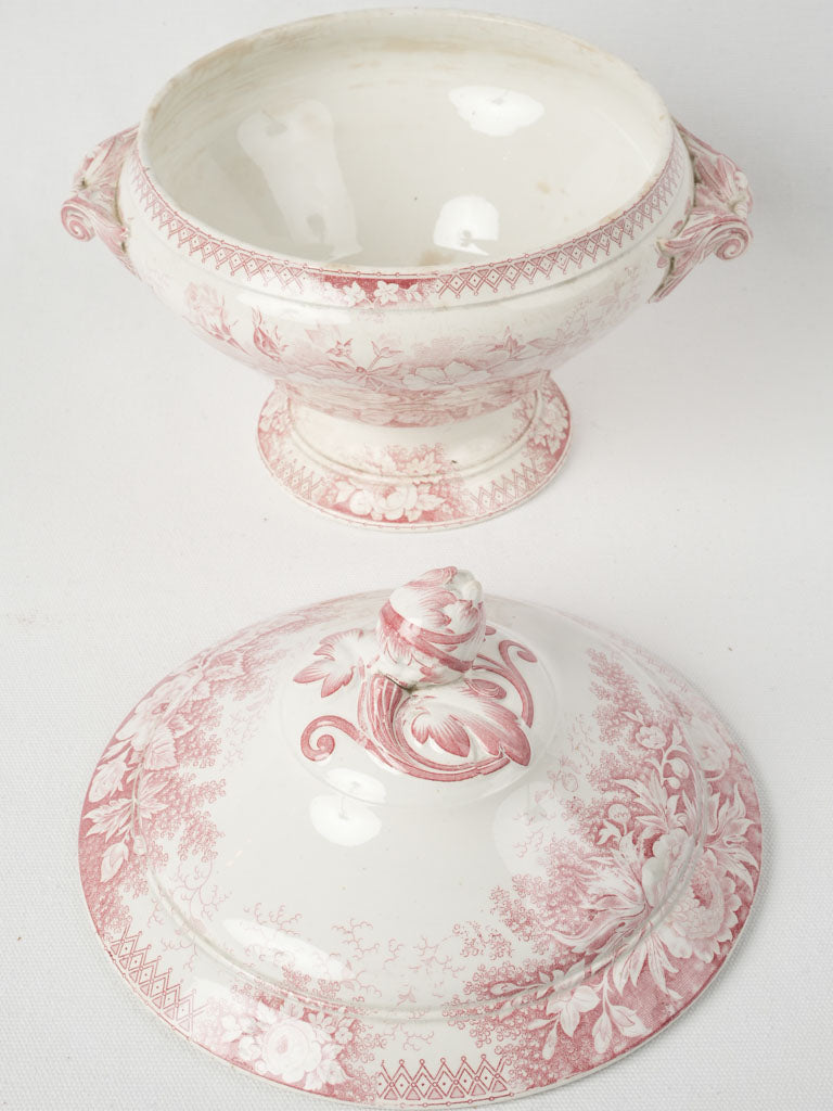 Refined French pink rose soup tureen