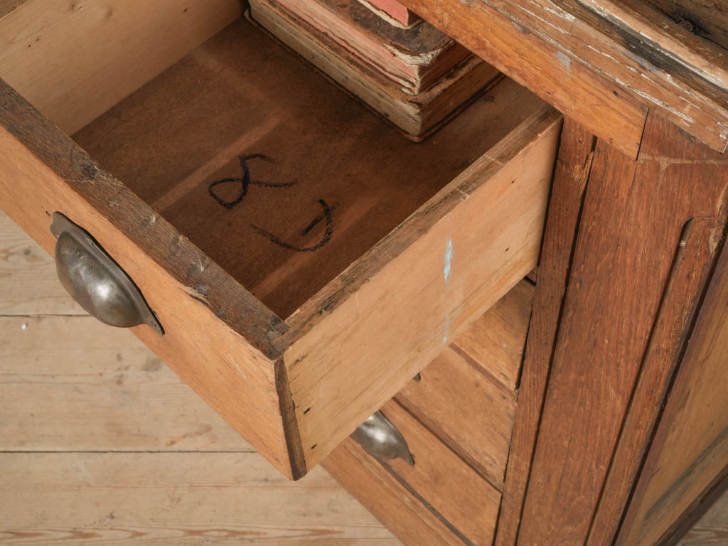 1930s French Oak Shop Drawer Cabinet - 56"