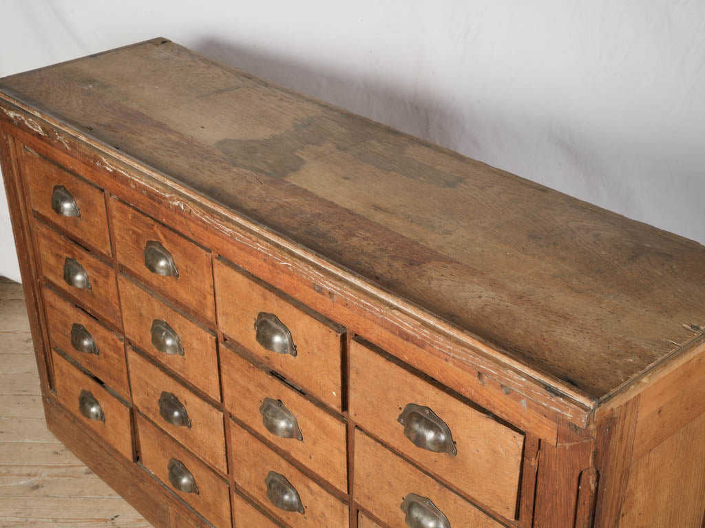 1930s French Oak Shop Drawer Cabinet - 56"