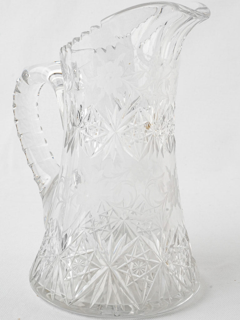 Elegant vintage crystal flared pitcher