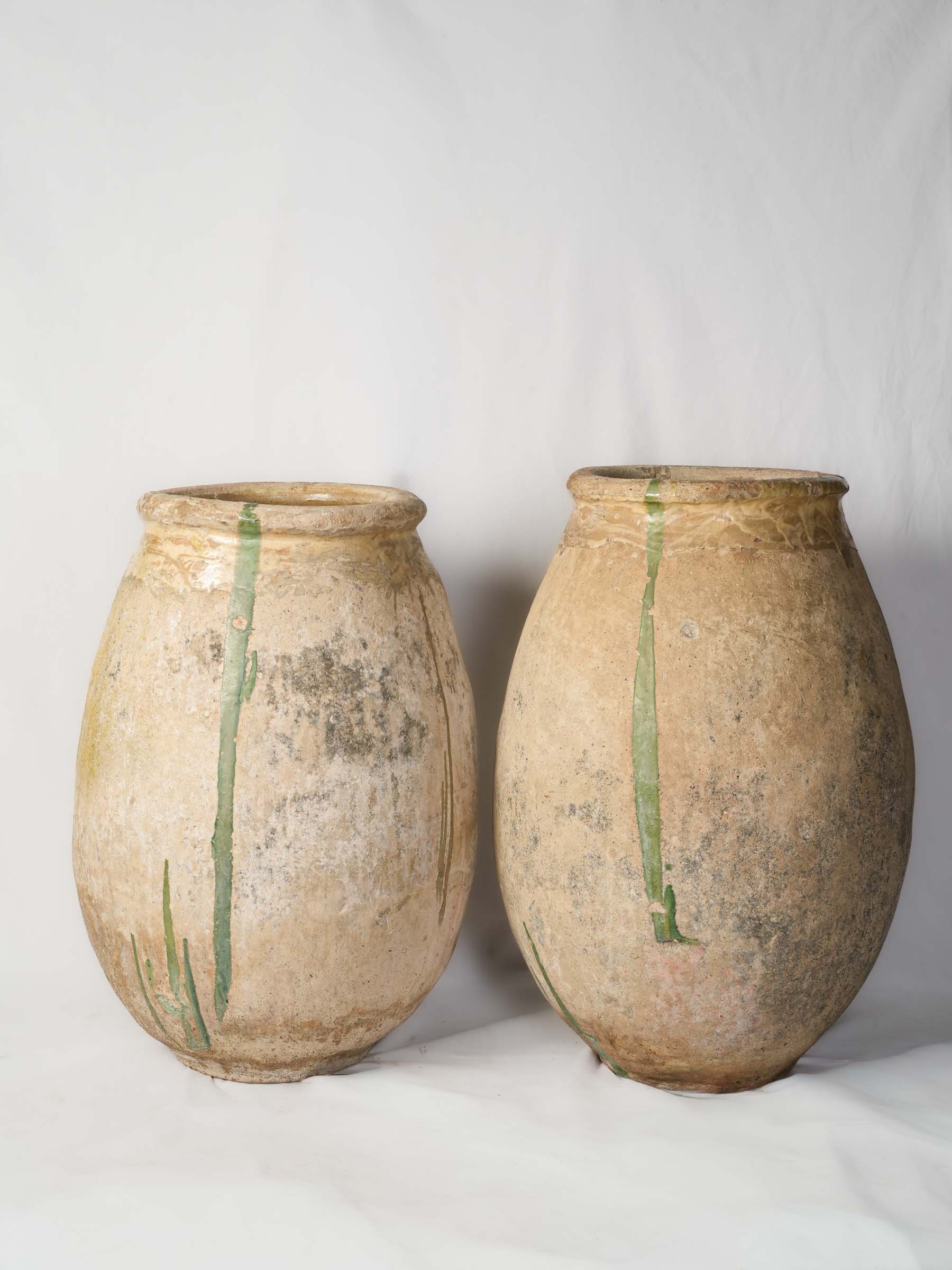 Rare antique terracotta jars pair