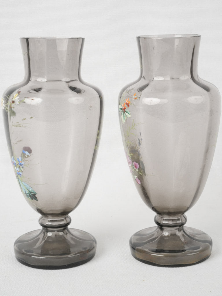 Elegant, vintage, French blown glass vases