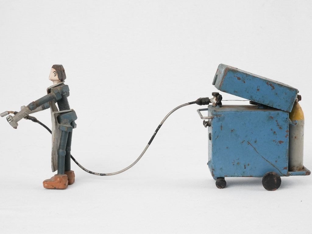 Aged metallic gas welder replica