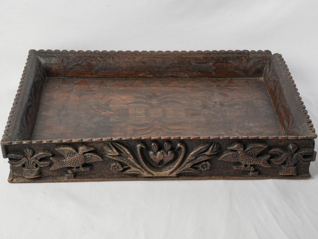 Notched edge folk art tray