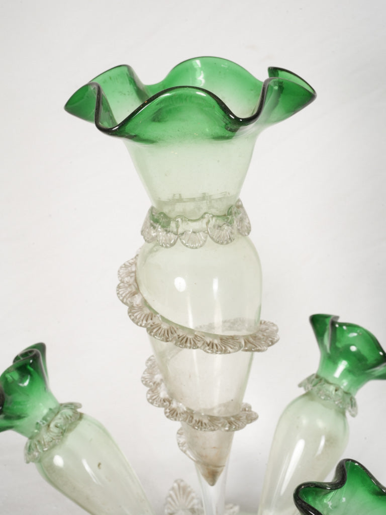 Early 1900s Italian Murano Glass Epergne w/ Mirrored Base - 17"