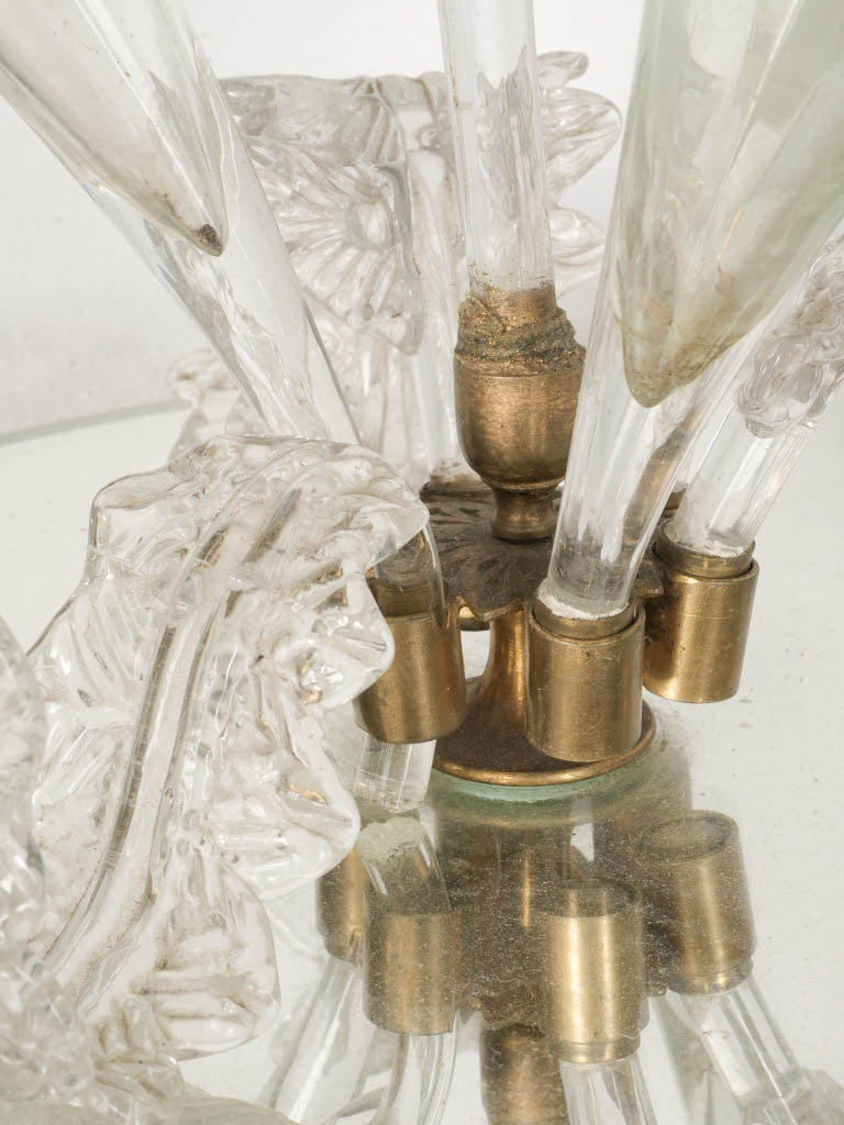 Early 1900s Italian Murano Glass Epergne w/ Mirrored Base - 17"
