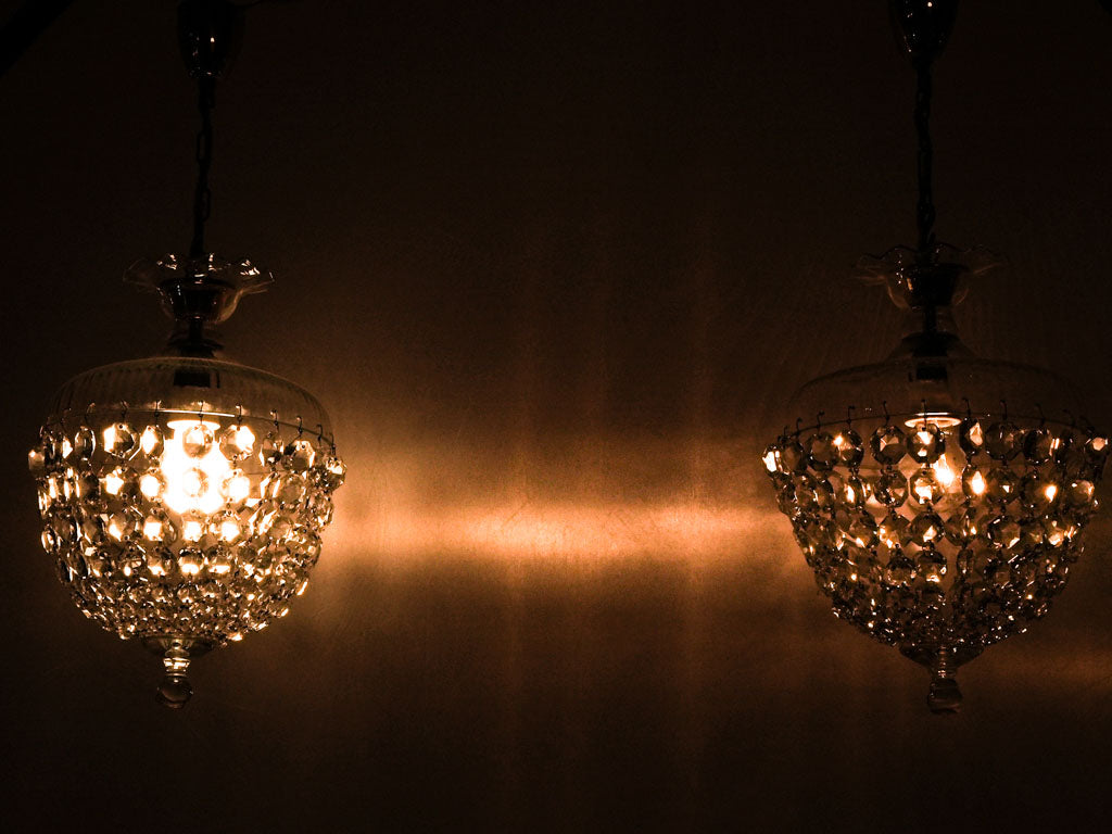 Exquisite Mid-century Glass Cap Lanterns