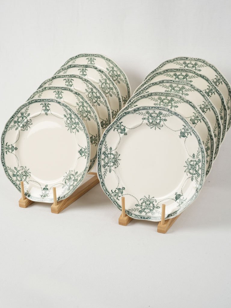 Vintage Green Compiegne Faience Dinnerware Set