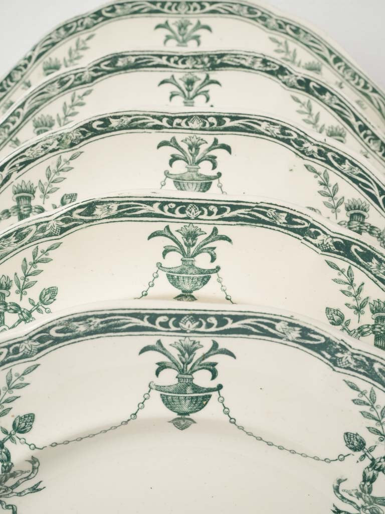 Traditional Dark Green Blue Longwy Dining Set