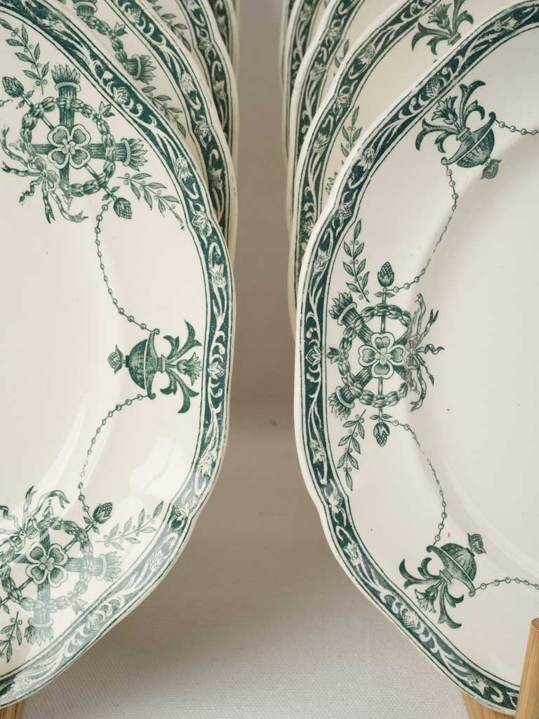 Collectible Louis XVI Green Blue Longwy Plates