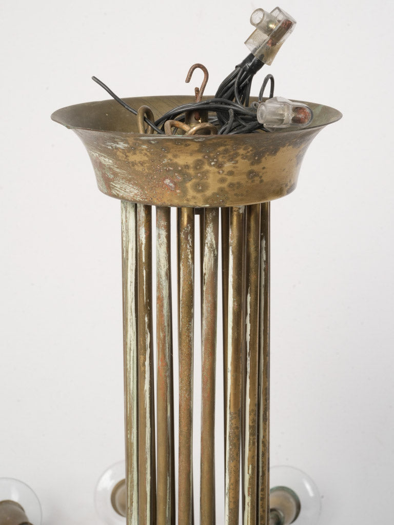 Striking Mid-20th Century Italian 16-Light Brass Chandelier by Angelo Lelii for Arredoluce - 21¾" x 35¾"