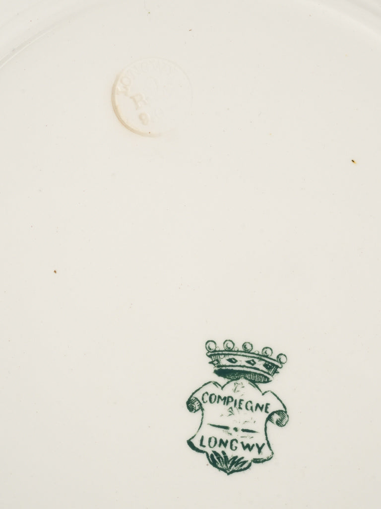 French Vintage Green Blue Compiegne Dinner Plates