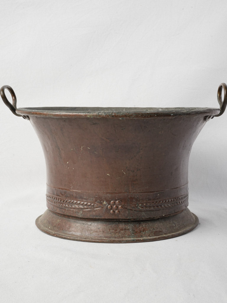 Ornamental patina copper vessel