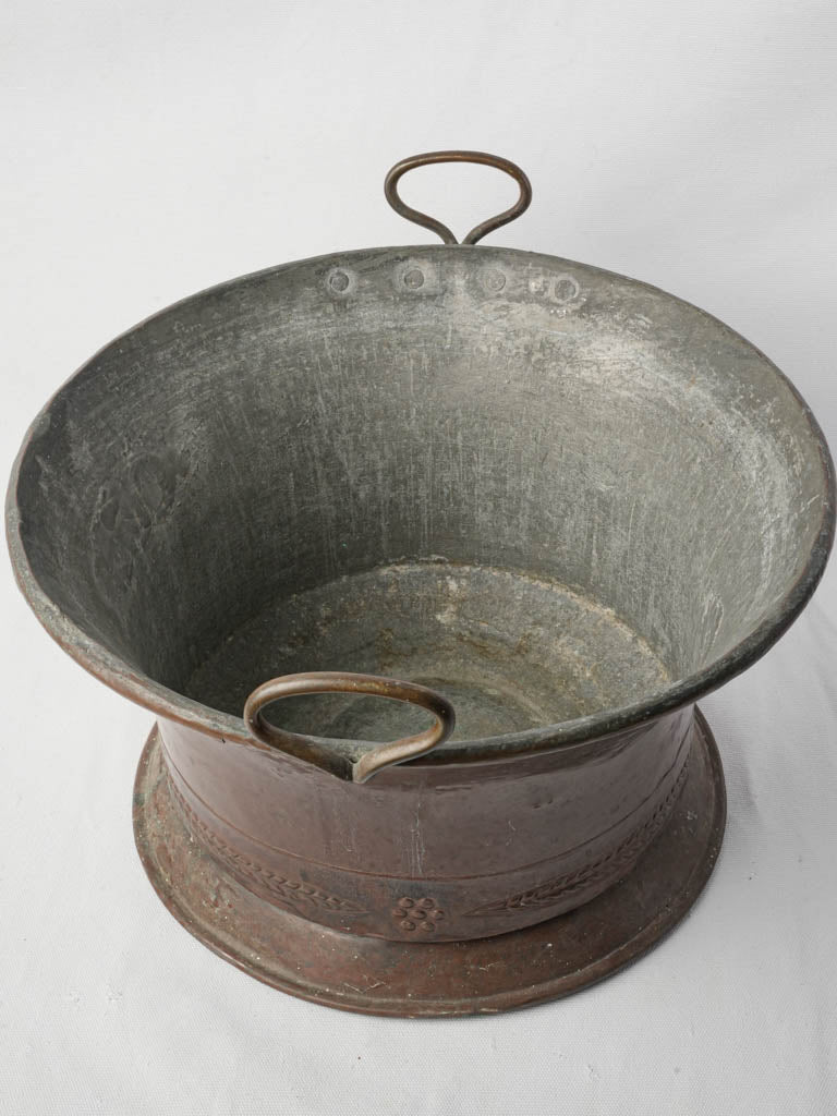 Decorative banded copper water pot